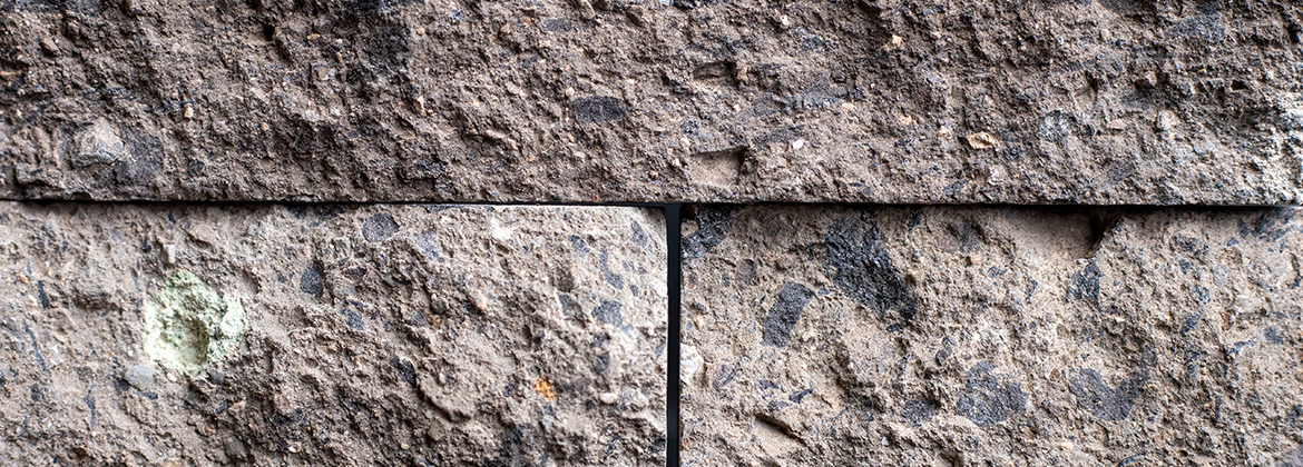 Black quarry stone slab facade